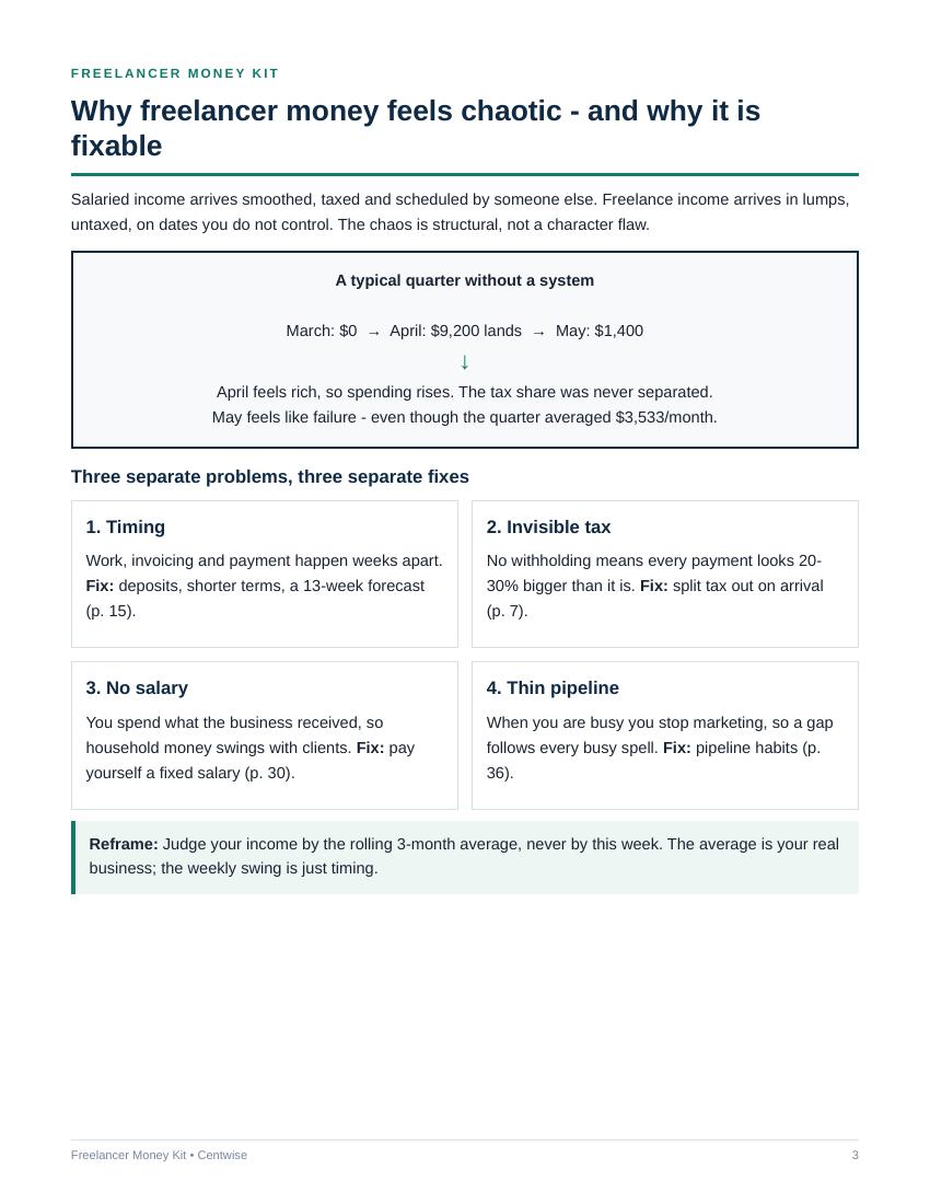 Real page from the Freelancer Money Kit PDF - free preview