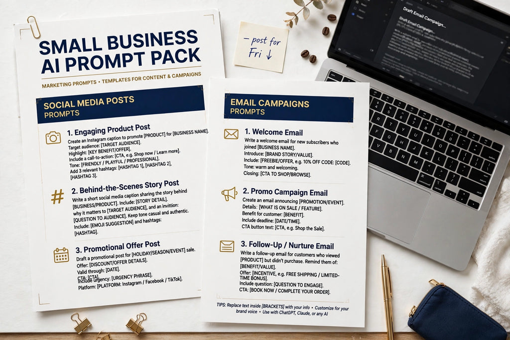 Small Business AI Prompt Pack — 70 Copy-Paste AI Prompts for Pricing, Cash Flow, Hiring & Marketing