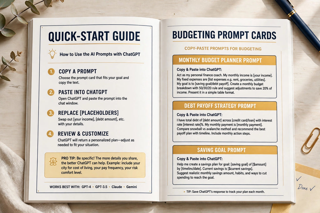 Money AI Prompt Pack — 80+ Copy-Paste Prompts That Turn Any AI Into Your Personal Money Coach