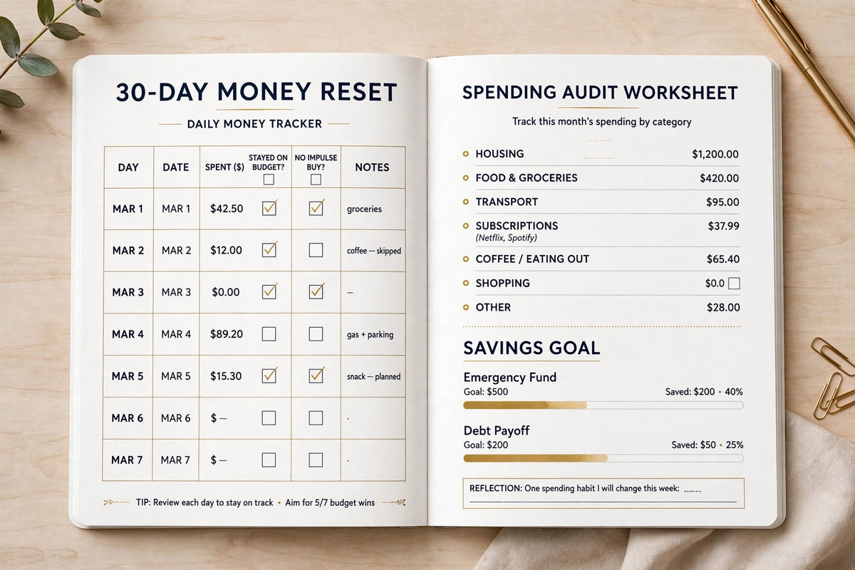 30-Day Money Reset Workbook — One Small Money Win Every Day for a Month