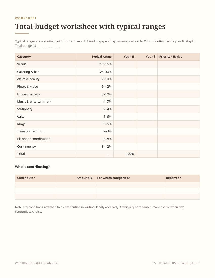 Real page from the Wedding Budget Planner PDF - free preview